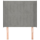 sengegavl med kanter 103x16x118/128 cm fløjl lysegrå