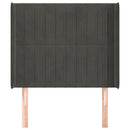 sengegavl med kanter 103x16x118/128 cm fløjl mørkegrå