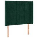 sengegavl med kanter 103x16x118/128 cm fløjl mørkegrøn