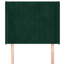 sengegavl med kanter 103x16x118/128 cm fløjl mørkegrøn