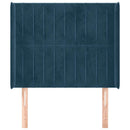 sengegavl med kanter 103x16x118/128 cm fløjl mørkeblå