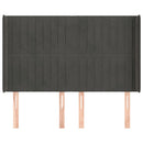 sengegavl med kanter 147x16x118/128 cm fløjl mørkegrå
