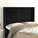 sengegavl med kanter 147x16x118/128 cm fløjl sort