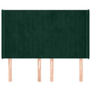 sengegavl med kanter 147x16x118/128 cm fløjl mørkegrøn