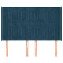 sengegavl med kanter 147x16x118/128 cm fløjl mørkeblå