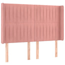 sengegavl med kanter 147x16x118/128 cm fløjl lyserød