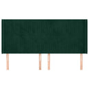 sengegavl med kanter 163x16x118/128 cm fløjl mørkegrøn
