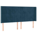 sengegavl med kanter 163x16x118/128 cm fløjl mørkeblå