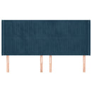 sengegavl med kanter 163x16x118/128 cm fløjl mørkeblå