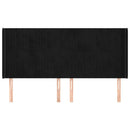 sengegavl med kanter 203x16x118/128 cm fløjl sort