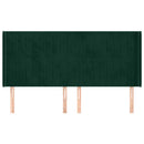 sengegavl med kanter 203x16x118/128 cm fløjl mørkegrøn