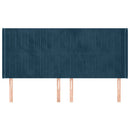 sengegavl med kanter 203x16x118/128 cm fløjl mørkeblå