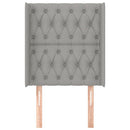sengegavl med kanter 83x16x118/128 cm stof lysegrå