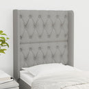 sengegavl med kanter 83x16x118/128 cm stof lysegrå