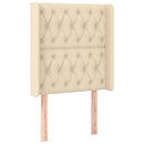 sengegavl med kanter 83x16x118/128 cm stof cremefarvet
