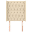 sengegavl med kanter 83x16x118/128 cm stof cremefarvet