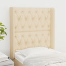 sengegavl med kanter 83x16x118/128 cm stof cremefarvet