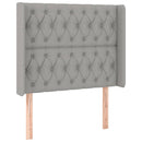 sengegavl med kanter 93x16x118/128 cm stof lysegrå