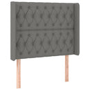 sengegavl med kanter 93x16x118/128 cm stof mørkegrå