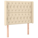sengegavl med kanter 93x16x118/128 cm stof cremefarvet