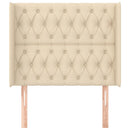 sengegavl med kanter 93x16x118/128 cm stof cremefarvet