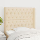 sengegavl med kanter 93x16x118/128 cm stof cremefarvet