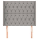 sengegavl med kanter 103x16x118/128 cm stof lysegrå