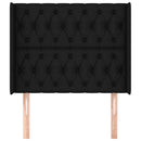 sengegavl med kanter 103x16x118/128 cm stof sort