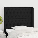 sengegavl med kanter 103x16x118/128 cm stof sort
