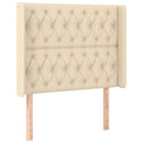 sengegavl med kanter 103x16x118/128 cm stof cremefarvet