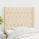 sengegavl med kanter 103x16x118/128 cm stof cremefarvet