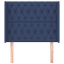 sengegavl med kanter 103x16x118/128 cm stof blå
