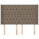 sengegavl med kanter 147x16x118/128 cm stof gråbrun