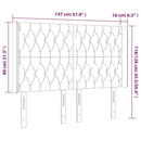 sengegavl med kanter 147x16x118/128 cm stof cremefarvet