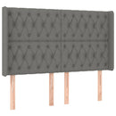 sengegavl med kanter 163x16x118/128 cm stof mørkegrå
