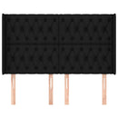 sengegavl med kanter 163x16x118/128 cm stof sort