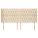 sengegavl med kanter 183x16x118/128 cm stof cremefarvet