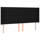 sengegavl med kanter 203x16x118/128 cm stof sort