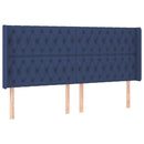 sengegavl med kanter 203x16x118/128 cm stof blå