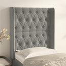 sengegavl med kanter 83x16x118/128 cm fløjl lysegrå
