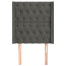 sengegavl med kanter 83x16x118/128 cm fløjl mørkegrå