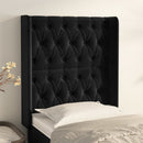 sengegavl med kanter 83x16x118/128 cm fløjl sort