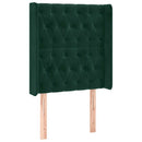 sengegavl med kanter 83x16x118/128 cm fløjl mørkegrøn