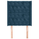 sengegavl med kanter 83x16x118/128 cm fløjl mørkeblå