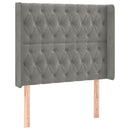 sengegavl med kanter 93x16x118/128 cm fløjl lysegrå