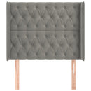 sengegavl med kanter 93x16x118/128 cm fløjl lysegrå