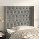 sengegavl med kanter 93x16x118/128 cm fløjl lysegrå