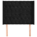 sengegavl med kanter 93x16x118/128 cm fløjl sort