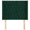sengegavl med kanter 93x16x118/128 cm fløjl mørkegrøn