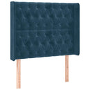 sengegavl med kanter 93x16x118/128 cm fløjl mørkeblå